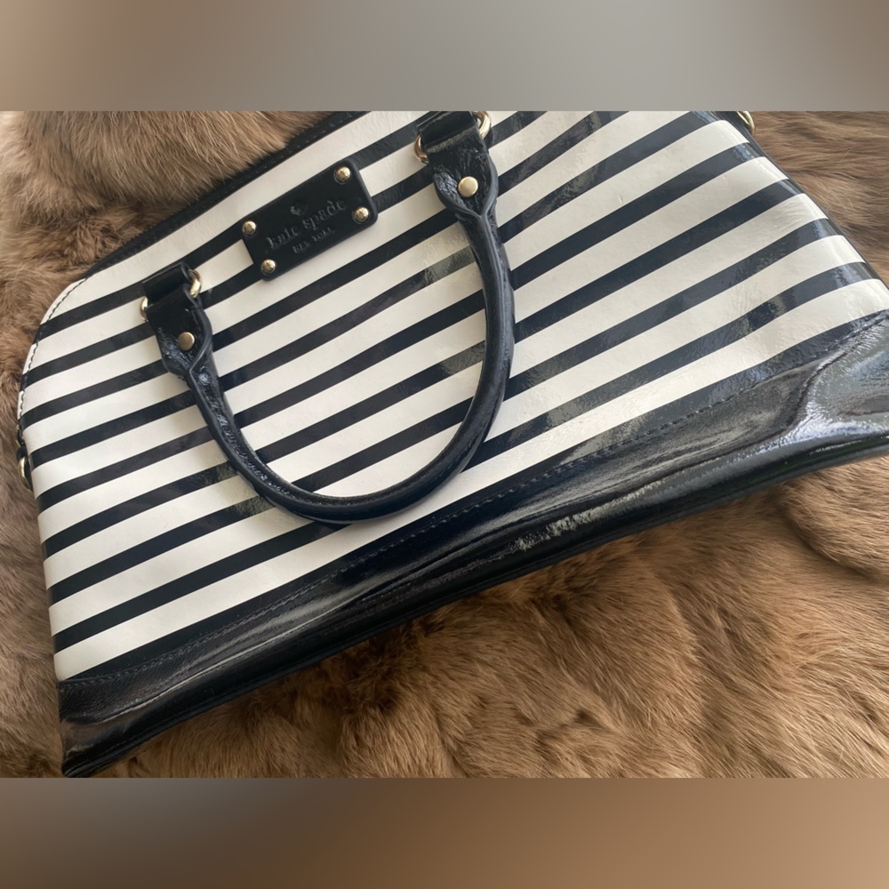 Kate Spade Black and White Striped Satchel